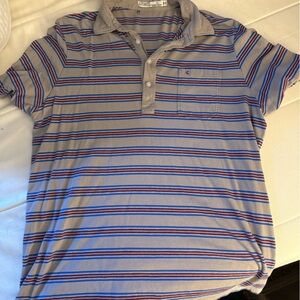 Criquet Gray and Blue Striped Polo Shirt